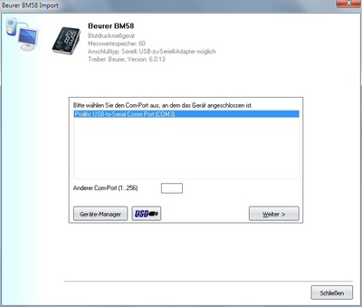 Datenübernahme vom Beurer BM58 ins Diabetes-Tagebuch