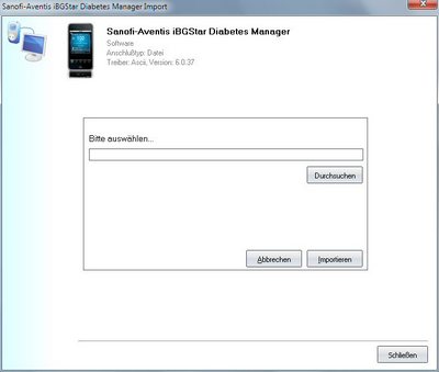 Datenübernahme vom Sanofi Aventis iBGStar ins Diabetes-Tagebuch