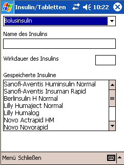 SiDiary - Diabetes Software auf Pocket PC